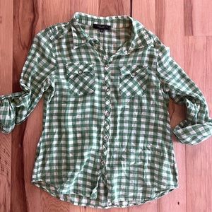 Anthropologie gingham blouse